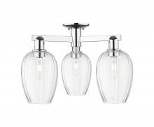 Innovations Lighting 716-3F-PC-G457-6CL - Preston Flute - 3 Light - 6 inch - Polished Chrome - Semi-Flush Mount