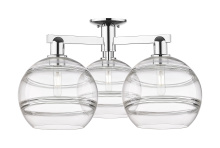 Innovations Lighting 716-3F-PC-G556-10CL - Rochester - 3 Light - 28 inch - Polished Chrome - Semi-Flush Mount