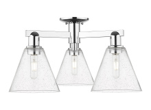 Innovations Lighting 716-3F-PC-GBC-84 - Berkshire Glass - 3 Light - 26 inch - Polished Chrome - Semi-Flush Mount