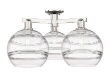 Innovations Lighting 716-3F-PN-G556-10CL - Rochester - 3 Light - 28 inch - Polished Nickel - Semi-Flush Mount