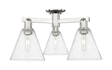 Innovations Lighting 716-3F-PN-GBC-84 - Berkshire Glass - 3 Light - 26 inch - Polished Nickel - Semi-Flush Mount