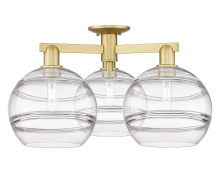 Innovations Lighting 716-3F-SG-G556-10CL - Rochester - 3 Light - 28 inch - Satin Gold - Semi-Flush Mount