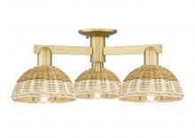 Innovations Lighting 716-3F-SG-NBD2-75-NAT - Natural Ballston Dome - 3 Light - 6 inch - Satin Gold - Semi-Flush Mount