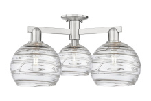 Innovations Lighting 716-3F-SN-G1213-8CL - Athens Deco Swirl - 3 Light - 26 inch - Brushed Satin Nickel - Semi-Flush Mount