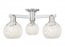 Innovations Lighting 716-3F-SN-G1216-6WM - White Mouchette - 3 Light - 24 inch - Brushed Satin Nickel - Semi-Flush Mount