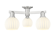 Innovations Lighting 716-3F-SN-G1217-6WV - White Venetian - 3 Light - 24 inch - Brushed Satin Nickel - Semi-Flush Mount