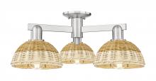 Innovations Lighting 716-3F-SN-NBD2-75-NAT - Natural Ballston Dome - 3 Light - 6 inch - Brushed Satin Nickel - Semi-Flush Mount