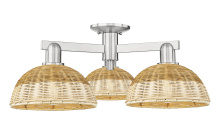 Innovations Lighting 716-3F-SN-NBD2-9-NAT - Bristol Natural II - 3 Light - 27 inch - Brushed Satin Nickel - Semi-Flush Mount
