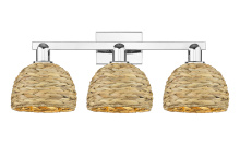 Innovations Lighting 716-3W-PC-RBD-8-NAT - Woven Rattan - 3 Light - 27 inch - Polished Chrome - Bath Vanity Light