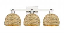 Innovations Lighting 716-3W-PN-RBD-8-NAT - Woven Rattan - 3 Light - 27 inch - Polished Nickel - Bath Vanity Light