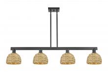 Innovations Lighting 716-4I-BK-RBD-8-NAT - Woven Rattan - 4 Light - 51 inch - Matte Black - Stem hung - Island Light