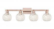 Innovations Lighting 716-4W-AC-G1216-6WM - White Mouchette - 4 Light - 33 inch - Antique Copper - Bath Vanity Light
