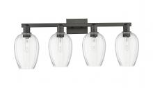 Innovations Lighting 716-4W-BK-G457-6CL - Preston Flute - 4 Light - 36 inch - Matte Black - Bath Vanity Light