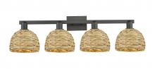Innovations Lighting 716-4W-BK-RBD-8-NAT - Woven Rattan - 4 Light - 35 inch - Matte Black - Bath Vanity Light