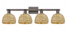 Innovations Lighting 716-4W-OB-RBD-8-NAT - Woven Rattan - 4 Light - 35 inch - Oil Rubbed Bronze - Bath Vanity Light