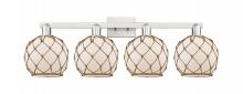 Innovations Lighting 716-4W-SN-G121-8RB - Farmhouse Rope - 4 Light - 35 inch - Brushed Satin Nickel - Bath Vanity Light