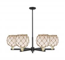 Innovations Lighting 716-6CR-BAB-G121-8RB - Farmhouse Rope - 6 Light - 38 inch - Black Antique Brass - Stem hung - Chandelier