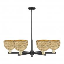 Innovations Lighting 716-6CR-BAB-RBD-8-NAT - Woven Rattan - 6 Light - 38 inch - Black Antique Brass - Stem hung - Chandelier