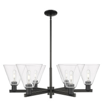 Innovations Lighting 716-6CR-BK-GBC-82 - Berkshire Glass - 6 Light - 38 inch - Matte Black - Stem hung - Chandelier