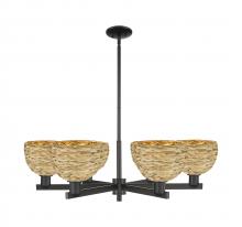 Innovations Lighting 716-6CR-BK-RBD-8-NAT - Woven Rattan - 6 Light - 38 inch - Matte Black - Stem hung - Chandelier