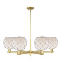 Innovations Lighting 716-6CR-SG-G121-8RW - Farmhouse Rope - 6 Light - 38 inch - Satin Gold - Stem hung - Chandelier