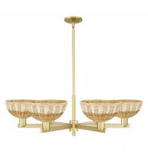 Innovations Lighting 716-6CR-SG-NBD2-9-NAT - Bristol Natural II - 6 Light - 39 inch - Satin Gold - Stem hung - Chandelier