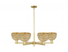 Innovations Lighting 716-6CR-SG-RBD-8-NAT - Woven Rattan - 6 Light - 38 inch - Satin Gold - Stem hung - Chandelier