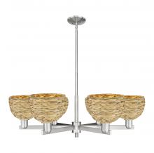 Innovations Lighting 716-6CR-SN-RBD-8-NAT - Woven Rattan - 6 Light - 38 inch - Satin Nickel - Stem hung - Chandelier