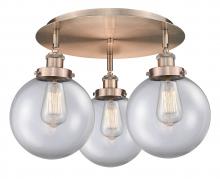 Innovations Lighting 916-3C-AC-G202-8 - Whitney - 3 Light - 20 inch - Antique Copper - Semi-Flush Mount