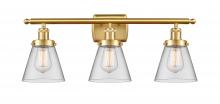 Innovations Lighting 916-3W-SG-G62 - Cone - 3 Light - 26 inch - Satin Gold - Bath Vanity Light
