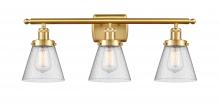 Innovations Lighting 916-3W-SG-G64 - Cone - 3 Light - 26 inch - Satin Gold - Bath Vanity Light