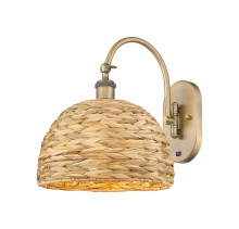 Innovations Lighting 918-1W-BB-RBD-12-NAT - Woven Rattan - 1 Light - 12 inch - Brushed Brass - Sconce