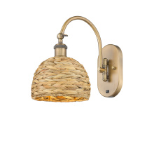 Innovations Lighting 918-1W-BB-RBD-8-NAT - Woven Rattan - 1 Light - 8 inch - Brushed Brass - Sconce
