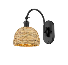Innovations Lighting 918-1W-BK-RBD-8-NAT - Woven Rattan - 1 Light - 8 inch - Matte Black - Sconce