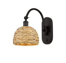 Innovations Lighting 918-1W-OB-RBD-8-NAT - Woven Rattan - 1 Light - 8 inch - Oil Rubbed Bronze - Sconce