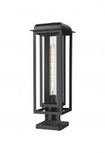 Innovations Lighting 9951-1PLT-BK-20-CG-BK-CL - Mansfield - 1 Light - 8 inch - Matte Black - Stem Hung - Coastal Outdoor Post Lantern