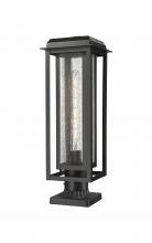 Innovations Lighting 9951-1PLT-BK-20-CG-BK-SDY - Mansfield - 1 Light - 8 inch - Matte Black - Stem Hung - Coastal Outdoor Post Lantern