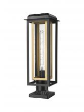 Innovations Lighting 9951-1PLT-BK-20-CG-BR-CL - Mansfield - 1 Light - 8 inch - Black - Stem Hung - Coastal Outdoor Post Lantern