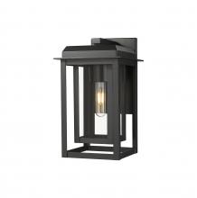Innovations Lighting 9951-1W-BK-13-CG-BK-CL - Mansfield - 1 Light - 8 inch - Matte Black - Coastal Outdoor Sconce
