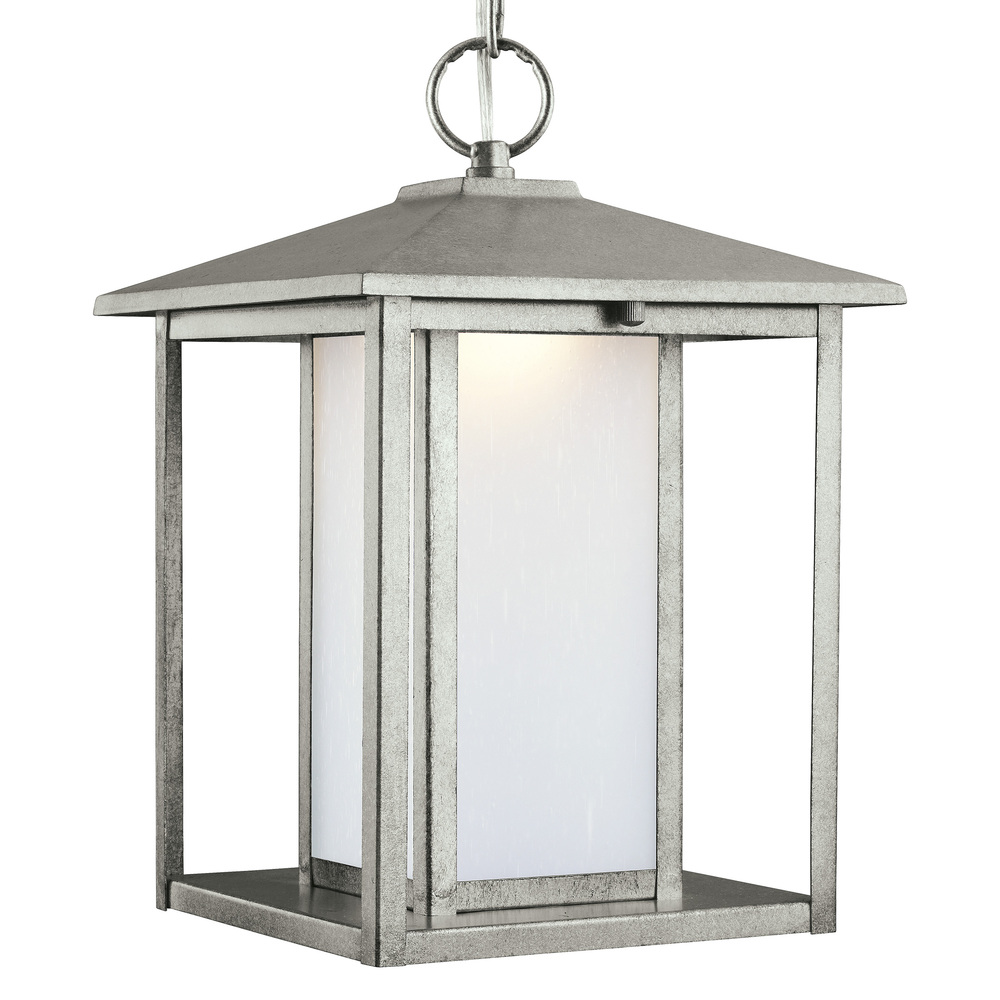 Hunnington contemporary 1-light outdoor exterior led outdoor pendant in weathered pewter grey finish