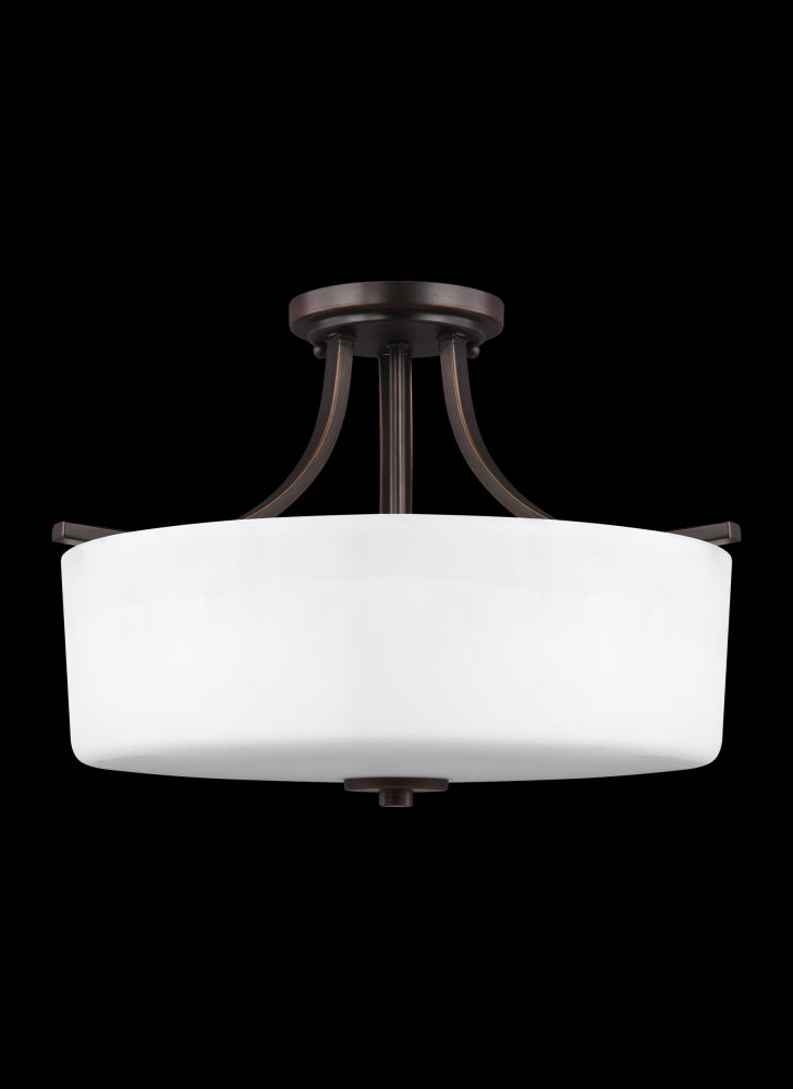 Canfield Three Light Semi-Flush Mount