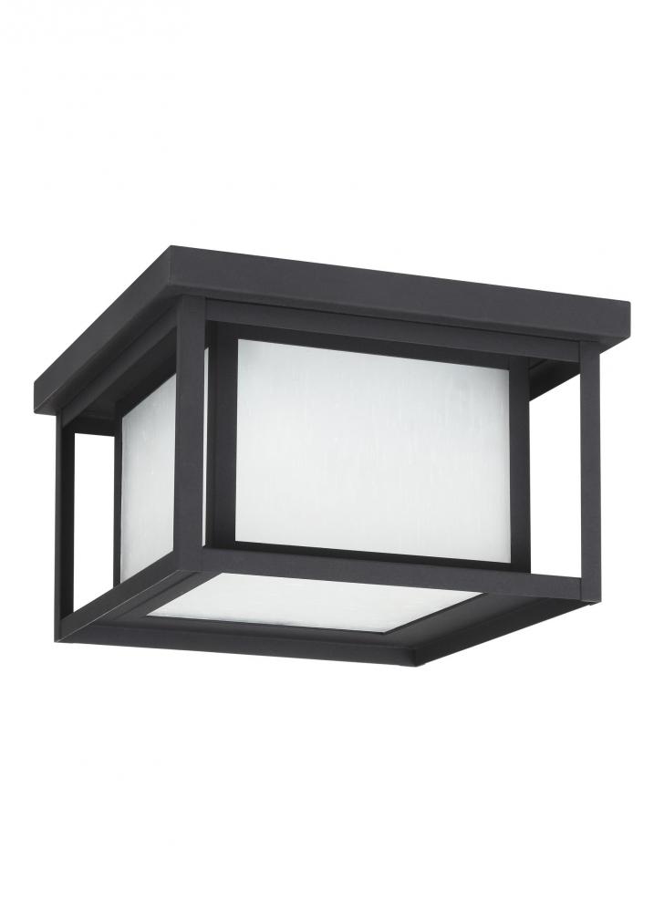 Hunnington contemporary 1-light outdoor exterior led outdoor ceiling flush mount in black finish wit