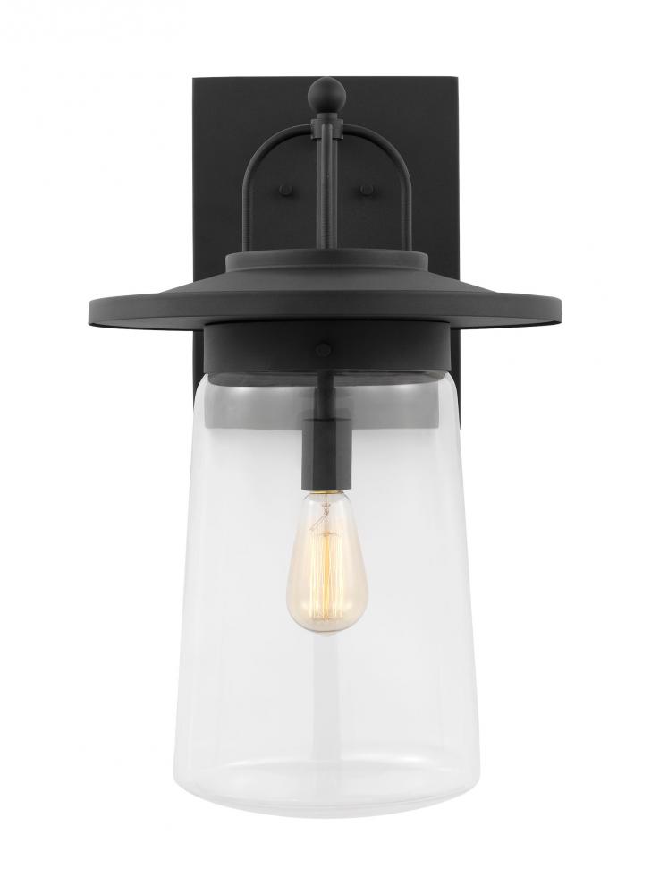 Tybee casual 1-light LED outdoor exterior extra large wall lantern sconce in black Finish