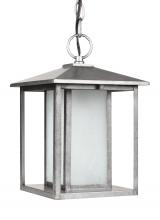 Generation Lighting 69029-57 - Hunnington contemporary 1-light outdoor exterior pendant in weathered pewter grey finish with undefi