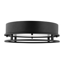 Generation Lighting - Seagull 7845893S-12 - Union modern LED outdoor exterior flush mount ceiling light in black finish and tempered glass diffu