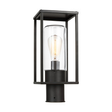 Generation Lighting 8231101-71 - Vado modern 1-light outdoor post lantern in antique bronze finish with clear glass panels