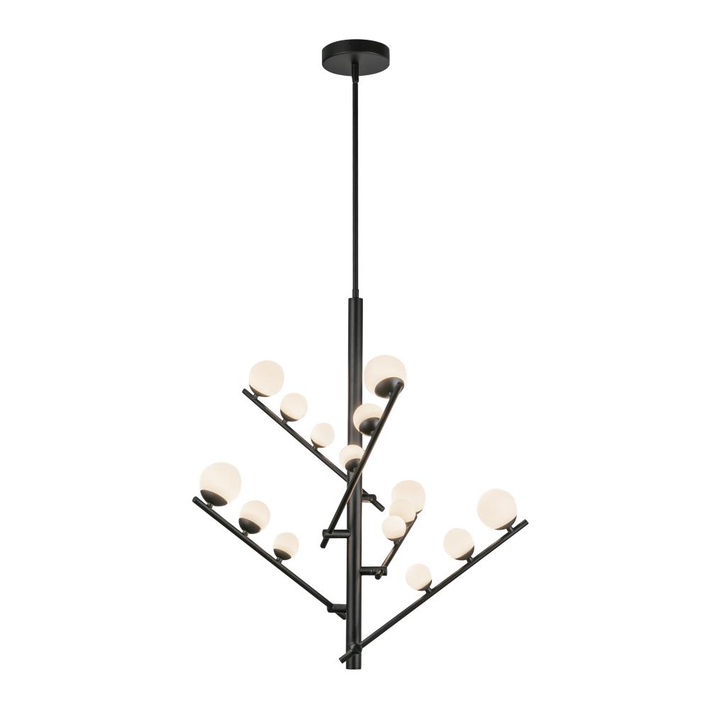 Cypress 5 Head Black/Opal Glass LED Chandelier