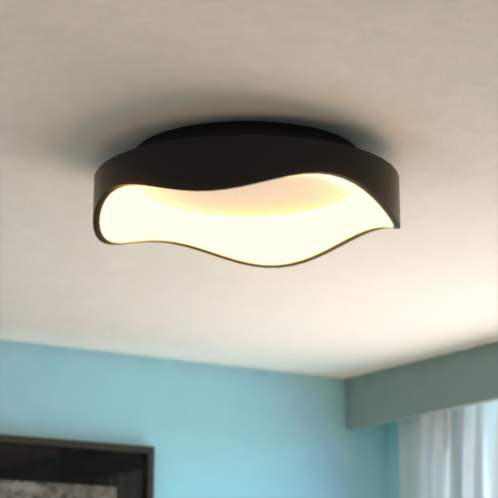 Bowen 16.5-in. W LED Flush Mount Textured Black