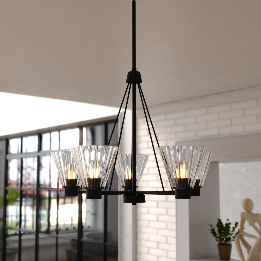 Dalton 25.5-in. 5 Light Chandalier Matte Black
