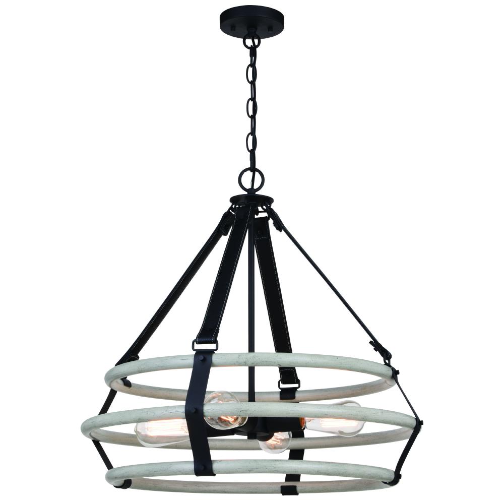 Taylor 24-in. 4 Light Pendant Textured Black and Ash Gray